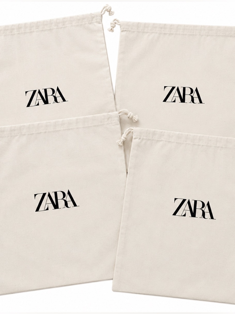 Zara Cream Drawstring Logo Pouch Set